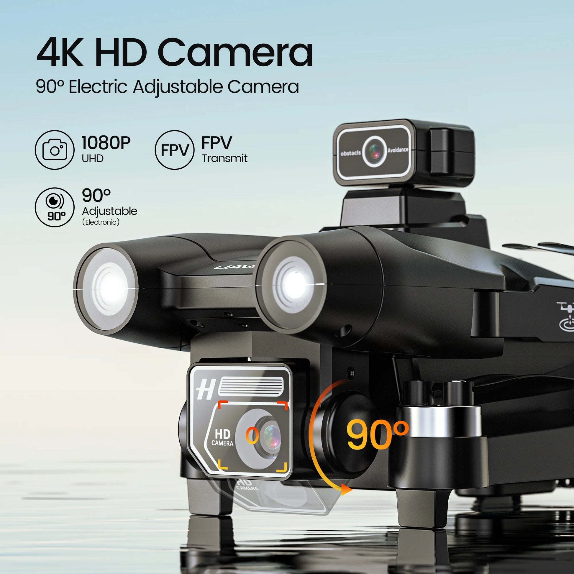 D75 GPS Drone with 4K Camera for Adults, Brushless Motor, Auto Return Home, 2 Batteries, Black
