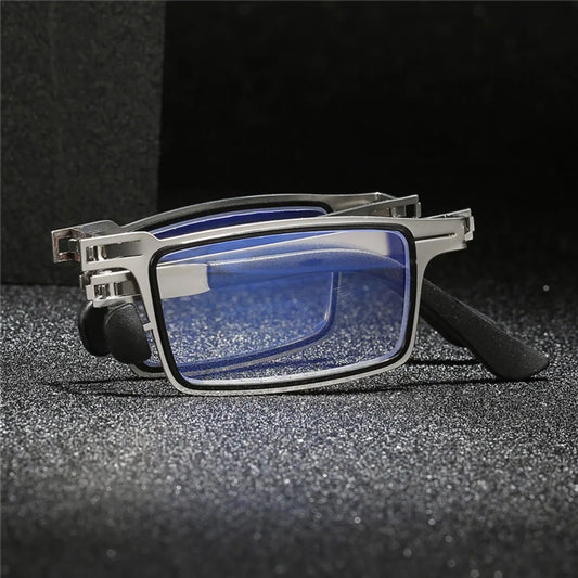 Portable HD Folding Reading Glasses  Middle-Aged and Elderly Reading Glasses for Men and Women Imitation Retro Ultra-Light