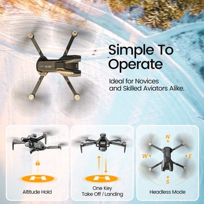 D75 GPS Drone with 4K Camera for Adults, Brushless Motor, Auto Return Home, 2 Batteries, Black