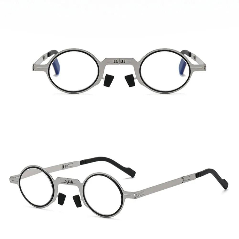 Portable HD Folding Reading Glasses  Middle-Aged and Elderly Reading Glasses for Men and Women Imitation Retro Ultra-Light