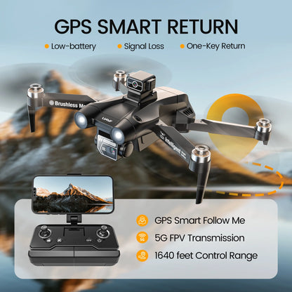 D75 GPS Drone with 4K Camera for Adults, Brushless Motor, Auto Return Home, 2 Batteries, Black