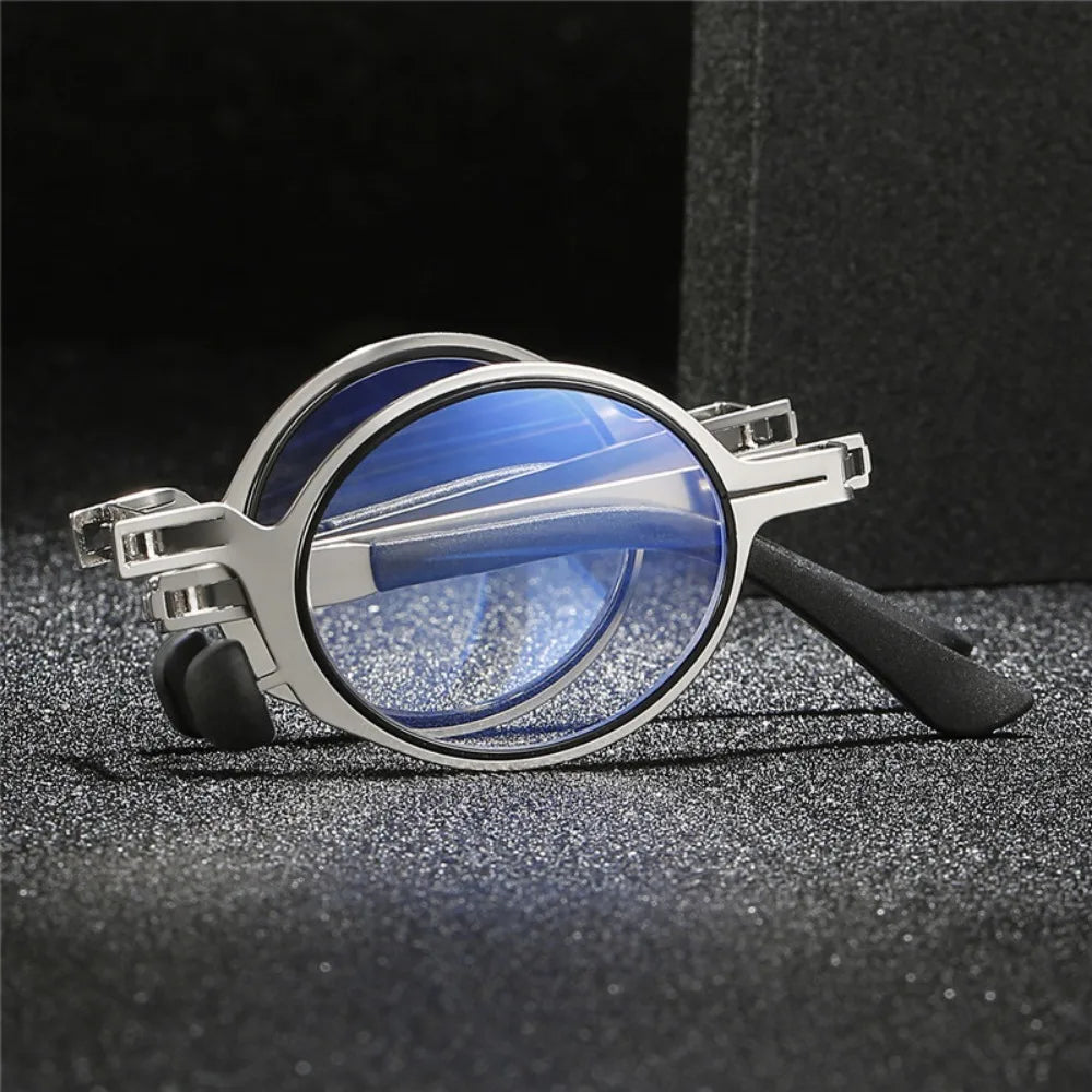 Portable HD Folding Reading Glasses  Middle-Aged and Elderly Reading Glasses for Men and Women Imitation Retro Ultra-Light